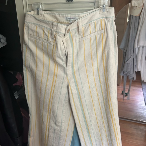 Madewell Emmett Wide Leg Crop Pants in Stripe - Picture 5 of 5